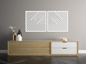 3D DEKORACYJNE PANELE GEOMETRYCZNE, MINIMALISTYCZNA DEKORACJA ŚCIENNA, BIAŁY