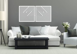 3D DEKORACYJNE PANELE GEOMETRYCZNE, MINIMALISTYCZNA DEKORACJA ŚCIENNA, BIAŁY