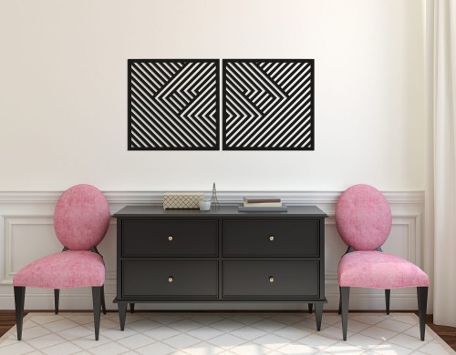 3D DEKORACYJNE PANELE GEOMETRYCZNE, MINIMALISTYCZNA DEKORACJA ŚCIENNA, CZARNY
