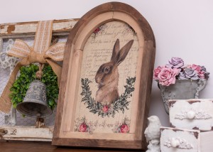 RUSTYKALNA DEKORACJA ŚCIENNA, ZAJĄC, VINTAGE, RETRO STYL 