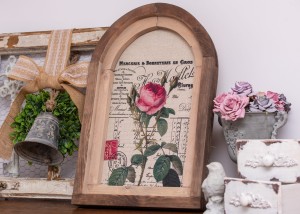 RUSTYKALNA DEKORACJA ŚCIENNA, RÓŻA, VINTAGE, RETRO STYL   