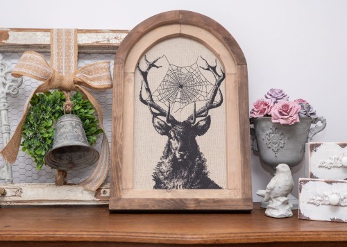 RUSTYKALNA DEKORACJA ŚCIENNA, JELEŃ, VINTAGE, RETRO STYL  