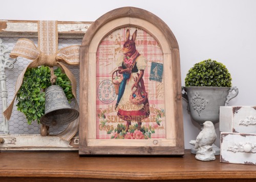 RUSTYKALNA DEKORACJA ŚCIENNA, ZAJĘCZYCA, VINTAGE, RETRO STYL   