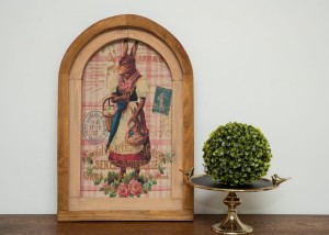 RUSTYKALNA DEKORACJA ŚCIENNA, ZAJĘCZYCA, VINTAGE, RETRO STYL   