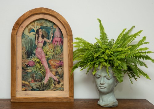 MORSKA, RUSTYKALNA DEKORACJA ŚCIENNA, SYRENKA, VINTAGE, RETRO STYL    