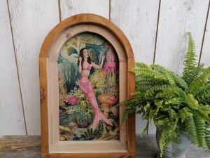 MORSKA, RUSTYKALNA DEKORACJA ŚCIENNA, SYRENKA, VINTAGE, RETRO STYL    