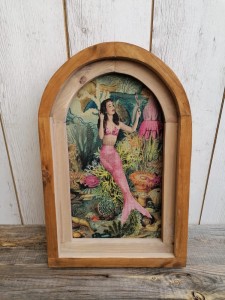 MORSKA, RUSTYKALNA DEKORACJA ŚCIENNA, SYRENKA, VINTAGE, RETRO STYL    