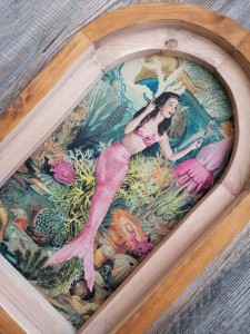 MORSKA, RUSTYKALNA DEKORACJA ŚCIENNA, SYRENKA, VINTAGE, RETRO STYL    