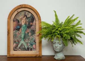 MORSKA, RUSTYKALNA DEKORACJA ŚCIENNA, SYRENKA, VINTAGE, RETRO STYL    