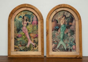 MORSKA, RUSTYKALNA DEKORACJA ŚCIENNA, SYRENKA, VINTAGE, RETRO STYL    