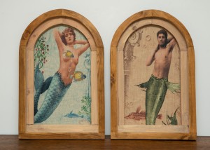 MORSKA, RUSTYKALNA DEKORACJA ŚCIENNA, SYREN, VINTAGE, RETRO STYL  