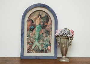 MORSKA, RUSTYKALNA DEKORACJA ŚCIENNA, SYRENKA, VINTAGE, RETRO STYL    