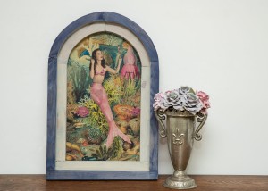 MORSKA, RUSTYKALNA DEKORACJA ŚCIENNA, SYRENKA, VINTAGE, RETRO STYL    