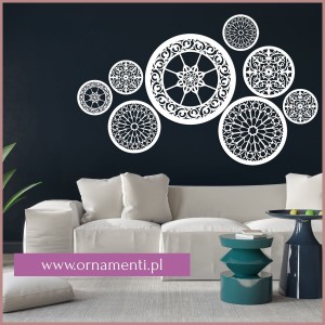 DEKORACYJNE PANELE AŻUROWE, ZESTAW 8 ROZET, PIĘKNA DEKORACJA ŚCIENNA 3D, BIAŁY
