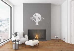MIROIR AJOURÉ SECESSION FEMME LIBELLULE, 60 x 68 cm
