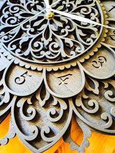 DEKORACYJNY,  DREWNIANY, AŻUROWY ZEGAR ŚCIENNY, MANDALA, WIELOWARSTWOWY, GLAMOUR, VINTAGE, SHABBY CHIC, CZARNY