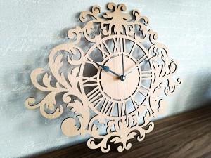 DEKORACYJNY,  DREWNIANY, AŻUROWY ZEGAR ŚCIENNY FRANCESCA,  VINTAGE ORNAMENT, BEJCA WIĄZ JAPOŃSKI