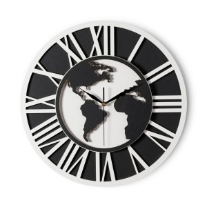 DEKORACYJNY,  DREWNIANY, AŻUROWY ZEGAR ŚCIENNY, MAPA ŚWIATA