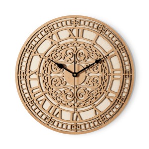 DEKORACYJNY,  DREWNIANY, AŻUROWY ZEGAR ŚCIENNY,  BIG BEN, VINTAGE, WIĄZ JAPOŃSKI