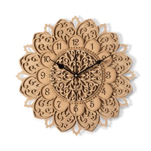 DEKORACYJNY,  DREWNIANY, AŻUROWY ZEGAR ŚCIENNY, MANDALA, WIELOWARSTWOWY, GLAMOUR, VINTAGE, SHABBY CHIC, BEJCA WIĄZ JAPOŃSKI