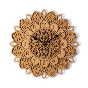 DEKORACYJNY,  DREWNIANY, AŻUROWY ZEGAR ŚCIENNY, MANDALA, WIELOWARSTWOWY, GLAMOUR, VINTAGE, SHABBY CHIC, BEJCA KASZTAN