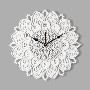 DEKORACYJNY,  DREWNIANY, AŻUROWY ZEGAR ŚCIENNY, MANDALA, WIELOWARSTWOWY, GLAMOUR, VINTAGE, SHABBY CHIC, BIAŁY