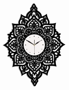 PIĘKNY, DEKORACYJNY, AŻUROWY ZEGAR ŚCIENNY, MANDALA, CZARNY