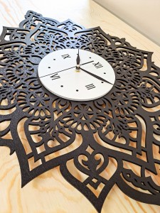 PIĘKNY, DEKORACYJNY, AŻUROWY ZEGAR ŚCIENNY, MANDALA, CZARNY