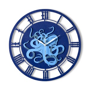 MORSKI ZEGAR AŻUROWY, OŚMIORNICA, VINTAGE, HAMPTON STYLE, MORSKA DEKORACJA 