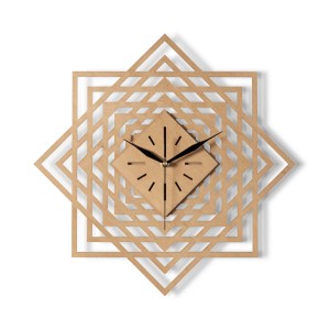 DEKORACYJNY ZEGAR AŻUROWY, ŚWIĘTA GEOMETRIA , BEJCA WIĄZ JAPOŃSKI