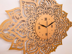 PIĘKNY, DEKORACYJNY, AŻUROWY ZEGAR ŚCIENNY, MANDALA,MIEDZIANY