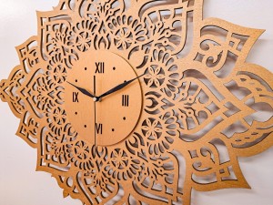 PIĘKNY, DEKORACYJNY, AŻUROWY ZEGAR ŚCIENNY, MANDALA,MIEDZIANY