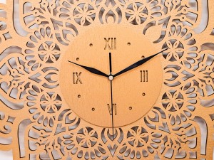 PIĘKNY, DEKORACYJNY, AŻUROWY ZEGAR ŚCIENNY, MANDALA,MIEDZIANY