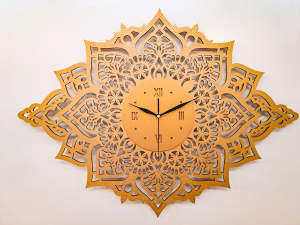 PIĘKNY, DEKORACYJNY, AŻUROWY ZEGAR ŚCIENNY, MANDALA,MIEDZIANY