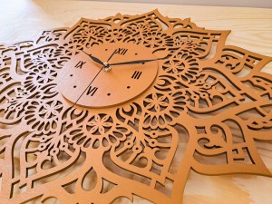 PIĘKNY, DEKORACYJNY, AŻUROWY ZEGAR ŚCIENNY, MANDALA,MIEDZIANY