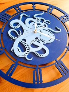 MORSKI ZEGAR AŻUROWY, OŚMIORNICA, VINTAGE, HAMPTON STYLE, MORSKA DEKORACJA 