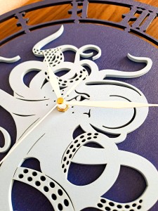 MORSKI ZEGAR AŻUROWY, OŚMIORNICA, VINTAGE, HAMPTON STYLE, MORSKA DEKORACJA 