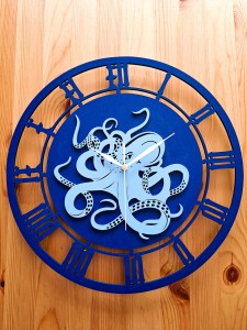 MORSKI ZEGAR AŻUROWY, OŚMIORNICA, VINTAGE, HAMPTON STYLE, MORSKA DEKORACJA 