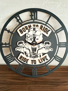 DREWNIANY ZEGAR MOTOCYKLOWY, KOT, PREZENT DLA MOTOCYKLISTY;)