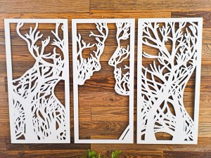 DEKORACYJNY TRYPTYK AŻUROWY, DRZEWO ŻYCIA, PARA, DEKORACJA ŚCIENNA 3D, ORNAMENT