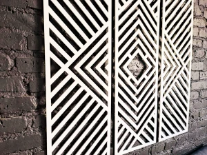 DEKORACYJNY TRYPTYK GEOMETRYCZNY,  DEKORACJA ŚCIENNA 3D, ORNAMENT, ZESTAW 3 PANELI, BIAŁY