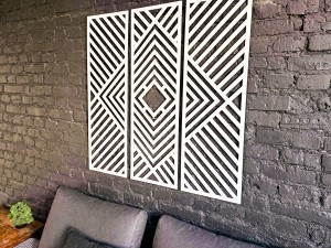 DEKORACYJNY TRYPTYK GEOMETRYCZNY,  DEKORACJA ŚCIENNA 3D, ORNAMENT, ZESTAW 3 PANELI, BIAŁY