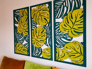 MONSTERY, ZESTAW 3 PANELI TROPIKALNYCH,  DWUWARSTWOWA DEKORACJA ŚCIENNA 3D