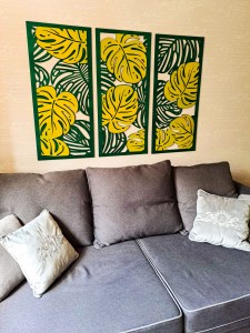 MONSTERY, ZESTAW 3 PANELI TROPIKALNYCH,  DWUWARSTWOWA DEKORACJA ŚCIENNA 3D