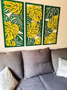 MONSTERY, ZESTAW 3 PANELI TROPIKALNYCH,  DWUWARSTWOWA DEKORACJA ŚCIENNA 3D