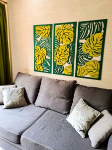 MONSTERY, ZESTAW 3 PANELI TROPIKALNYCH,  DWUWARSTWOWA DEKORACJA ŚCIENNA 3D