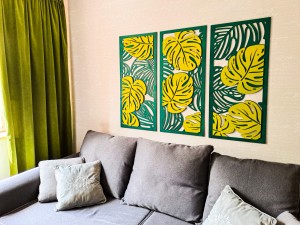 MONSTERY, ZESTAW 3 PANELI TROPIKALNYCH,  DWUWARSTWOWA DEKORACJA ŚCIENNA 3D