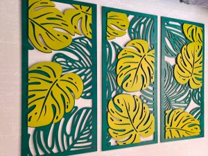 MONSTERY, ZESTAW 3 PANELI TROPIKALNYCH,  DWUWARSTWOWA DEKORACJA ŚCIENNA 3D