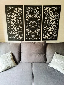 MANDALA, ZESTAW 3 PANELI, PIĘKNA DEKORACJA ŚCIENNA BOHO 3D, GLAMOUR , CZARNY