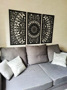 MANDALA, ZESTAW 3 PANELI, PIĘKNA DEKORACJA ŚCIENNA BOHO 3D, GLAMOUR , CZARNY